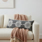 14" X 36" Charcoal White And Cream Lumbar Medallion Cotton Throw Pillow Cover with Tufts