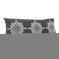 14" X 36" Charcoal White And Cream Lumbar Medallion Cotton Throw Pillow Cover with Tufts
