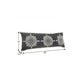 14" X 36" Charcoal White And Cream Lumbar Medallion Cotton Throw Pillow Cover with Tufts