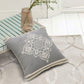 24" Gray And White Medallion Cotton Throw Pillow Cover