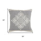 24" Gray And White Medallion Cotton Throw Pillow Cover