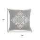 24" Gray And White Medallion Cotton Throw Pillow Cover with Texture