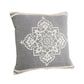24" Gray And White Medallion Cotton Throw Pillow Cover