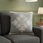24" Gray And White Medallion Cotton Throw Pillow Cover with Texture