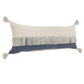 14" X 36" Blue And Ivory Lumbar Beach Striped Cotton Throw Pillow Cover