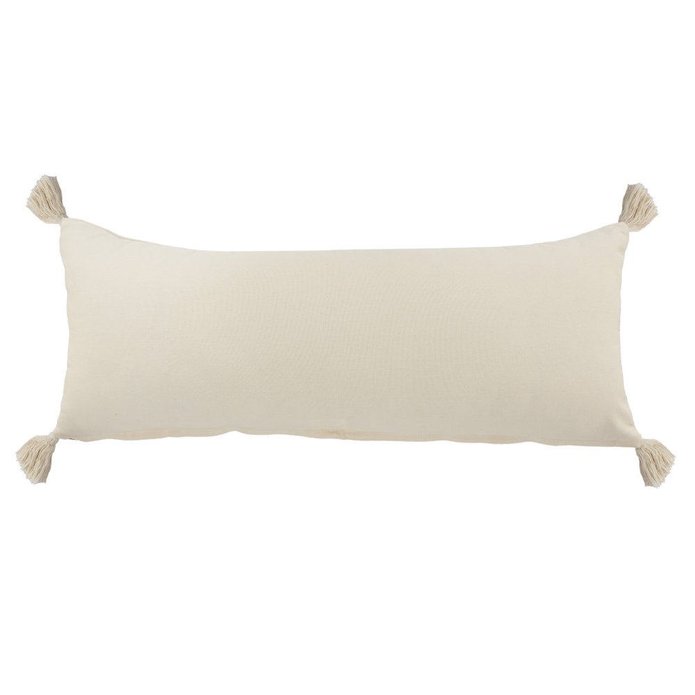 14" X 36" Blue And Ivory Lumbar Beach Striped Cotton Throw Pillow Cover