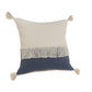 20" Denim Blue And Off White Beach Cotton Throw Pillow Cover with Tassels