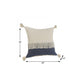 20" Denim Blue And Off White Beach Cotton Throw Pillow Cover with Tassels