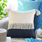 20" Blue And Ivory Beach Striped Cotton Throw Pillow Cover