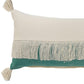 14" X 36" Green And Ivory Lumbar Beach Striped Cotton Throw Pillow Cover