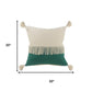 20" Green And Ivory Beach Striped Cotton Throw Pillow Cover