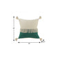 20" Green And Off White Beach Cotton Throw Pillow Cover with Tassels