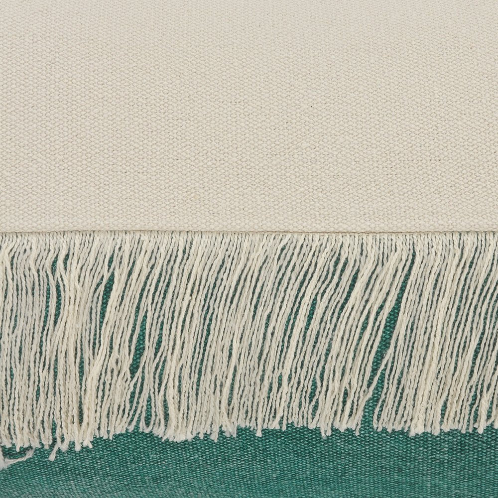 20" Green And Ivory Beach Striped Cotton Throw Pillow Cover