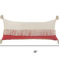 14" X 36" Red And Ivory Lumbar Beach Striped Cotton Throw Pillow Cover