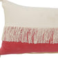 14" X 36" Red And Ivory Lumbar Beach Striped Cotton Throw Pillow Cover