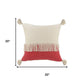 20" Red And Ivory Beach Striped Cotton Throw Pillow Cover