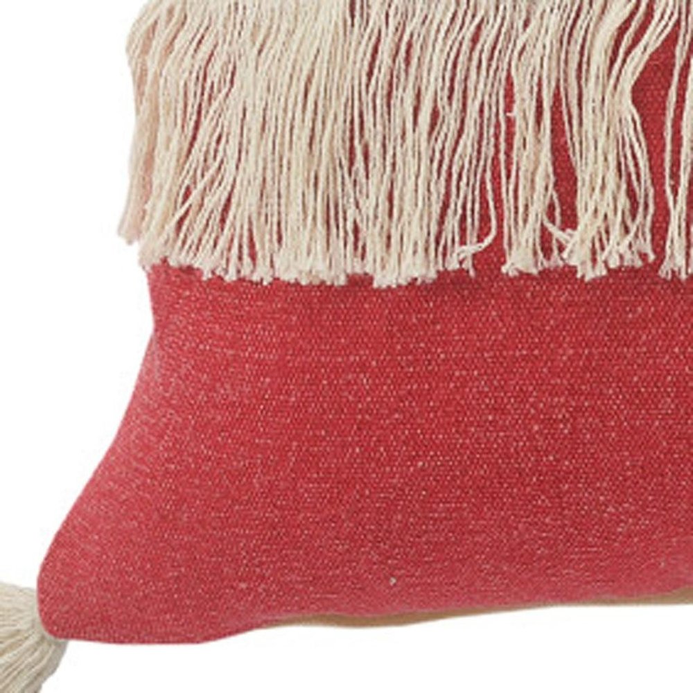 20" Red And Ivory Beach Striped Cotton Throw Pillow Cover