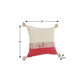 20" Raspberry And Off White Beach Cotton Throw Pillow Cover with Tassels