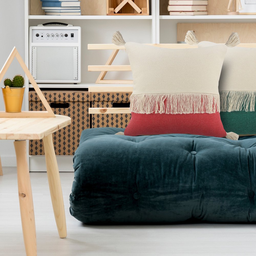 20" Red And Ivory Beach Striped Cotton Throw Pillow Cover