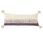 14" X 36" Eggplant And Off White Lumbar Beach Cotton Throw Pillow Cover with Tassels