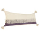 14" X 36" Eggplant And Off White Lumbar Beach Cotton Throw Pillow Cover with Tassels