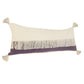 14" X 36" Eggplant And Off White Lumbar Beach Cotton Throw Pillow Cover with Tassels