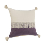 20" Eggplant And Off White Beach Cotton Throw Pillow Cover with Tassels