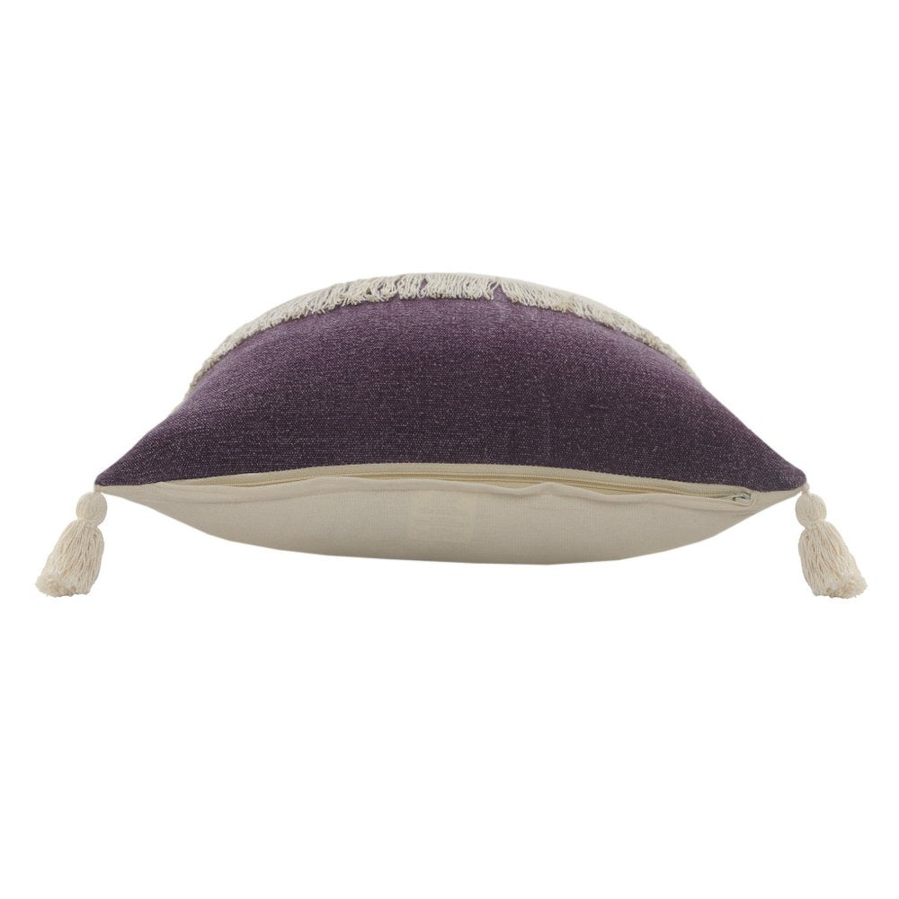 20" Purple And Ivory Beach Striped Cotton Throw Pillow Cover