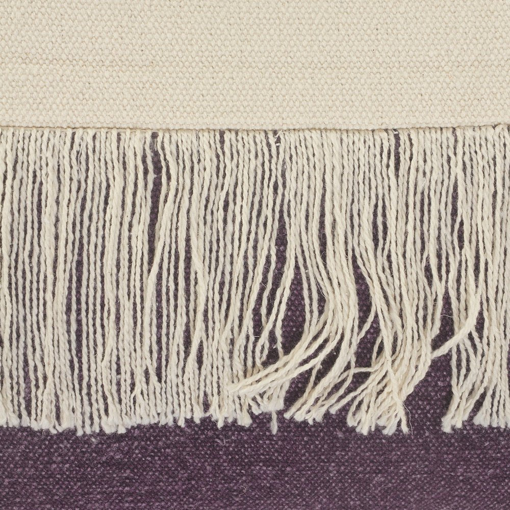 20" Purple And Ivory Beach Striped Cotton Throw Pillow Cover