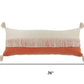 14" X 36" Orange And Ivory Lumbar Beach Striped Cotton Throw Pillow Cover