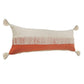 14" X 36" Orange And Ivory Lumbar Beach Striped Cotton Throw Pillow Cover