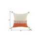 20" Pumpkin And Off White Beach Cotton Throw Pillow Cover with Tassels