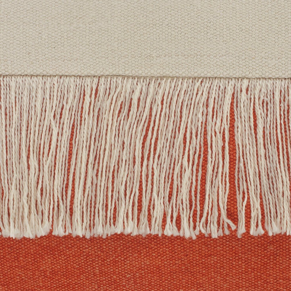 20" Orange And Ivory Beach Striped Cotton Throw Pillow Cover