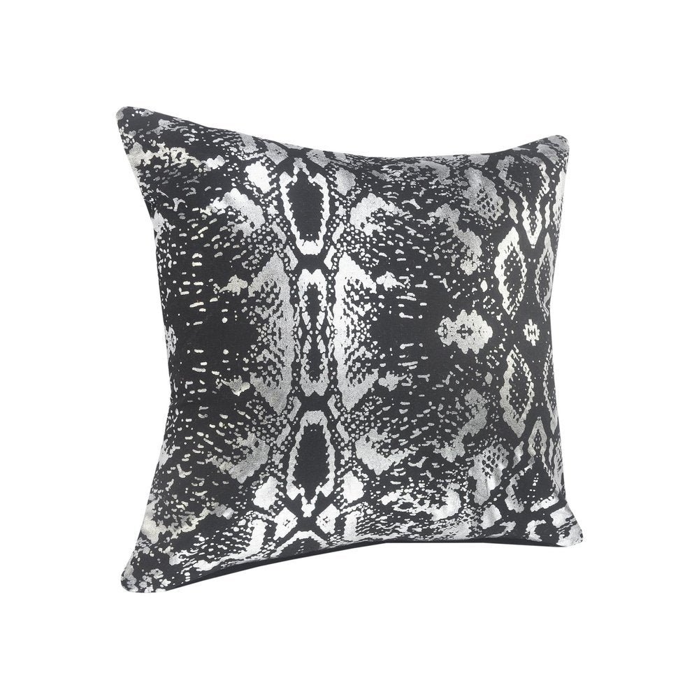20" Black And Silver Beach Cotton Throw Pillow Cover