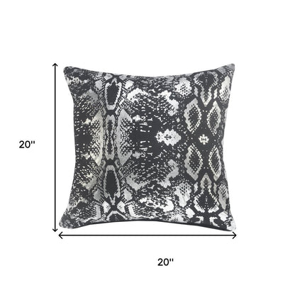 20" Black And Silver Beach Cotton Throw Pillow Cover