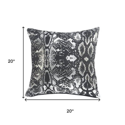 20" Black And Silver Beach Cotton Throw Pillow Cover