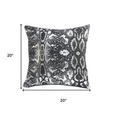 20" Black And Silver Beach Cotton Throw Pillow Cover