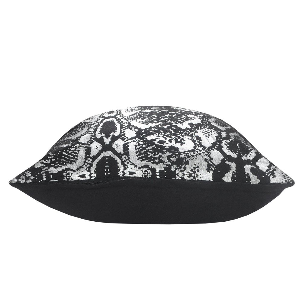 20" Black And Silver Beach Cotton Throw Pillow Cover