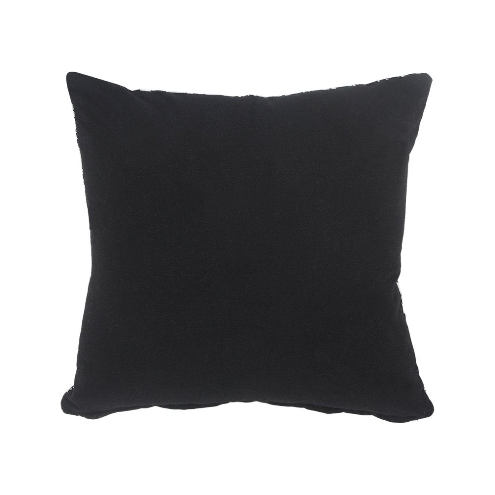 20" Black And Silver Beach Cotton Throw Pillow Cover