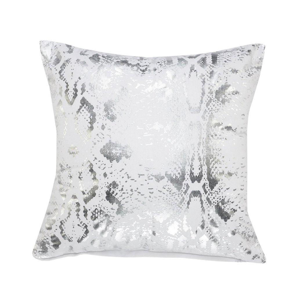 20" White And Silver Beach Cotton Throw Pillow Cover