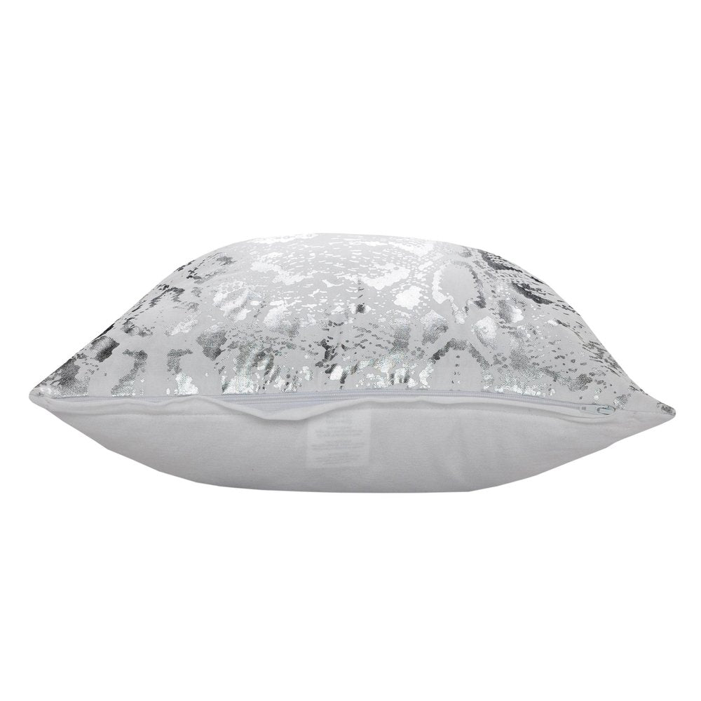 20" White And Silver Beach Cotton Throw Pillow Cover