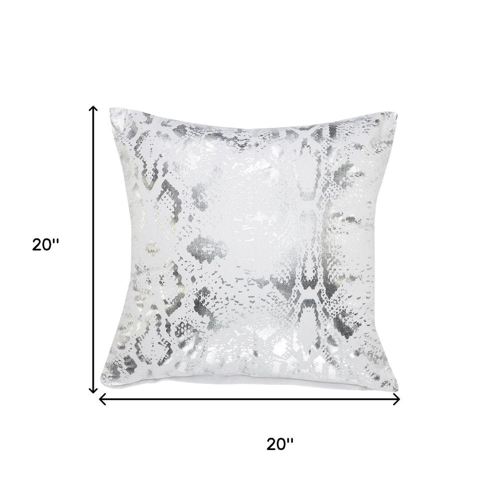 20" White And Silver Beach Striped Cotton Throw Pillow Cover