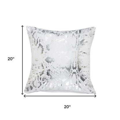 20" White And Silver Beach Cotton Throw Pillow Cover