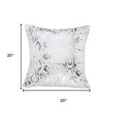 20" White And Silver Beach Cotton Throw Pillow Cover