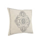 20" White And Blue Medallion Cotton Throw Pillow Cover with Embroidery