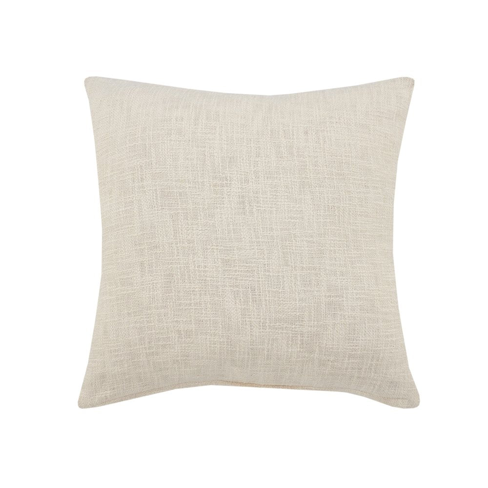 20" White And Blue Medallion Cotton Throw Pillow Cover with Embroidery