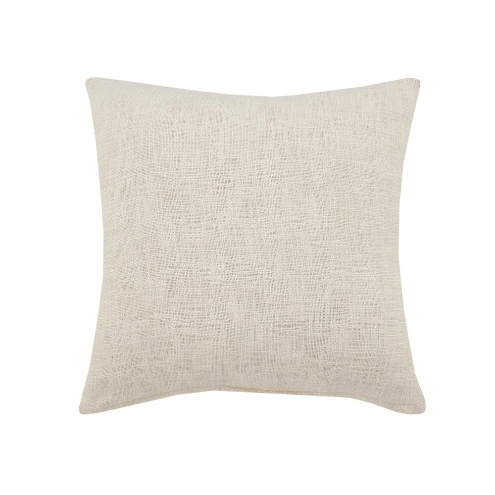 20" White And Blue Medallion Cotton Throw Pillow Cover with Embroidery