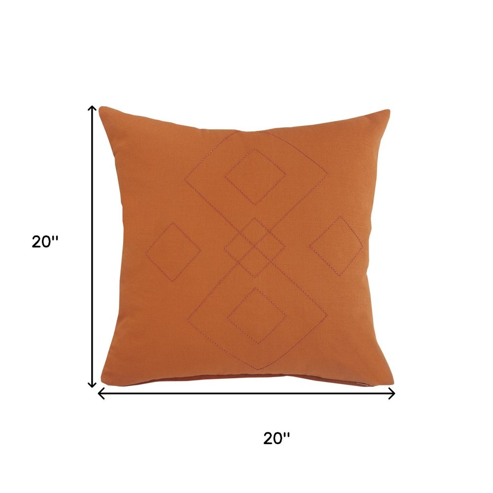 20" Orange Cotton Throw Pillow Cover