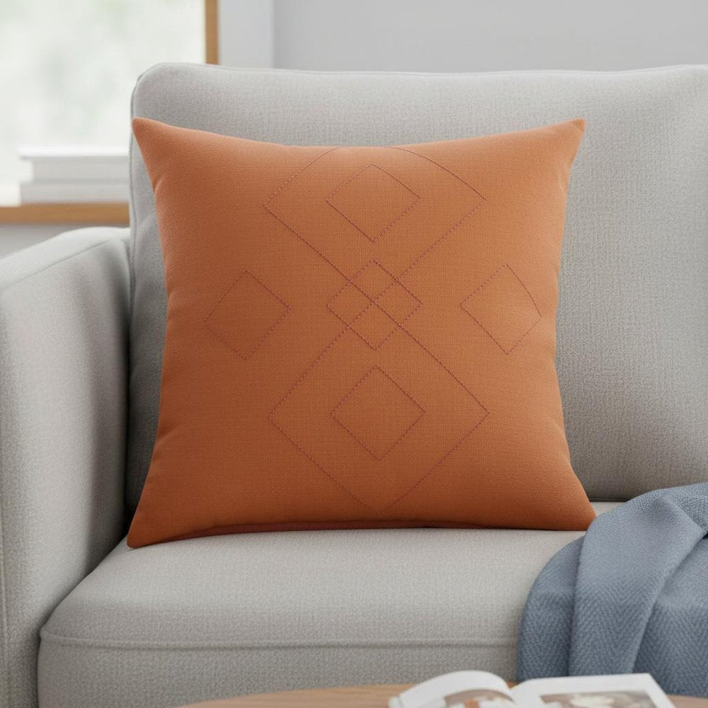 20" Orange Cotton Throw Pillow Cover