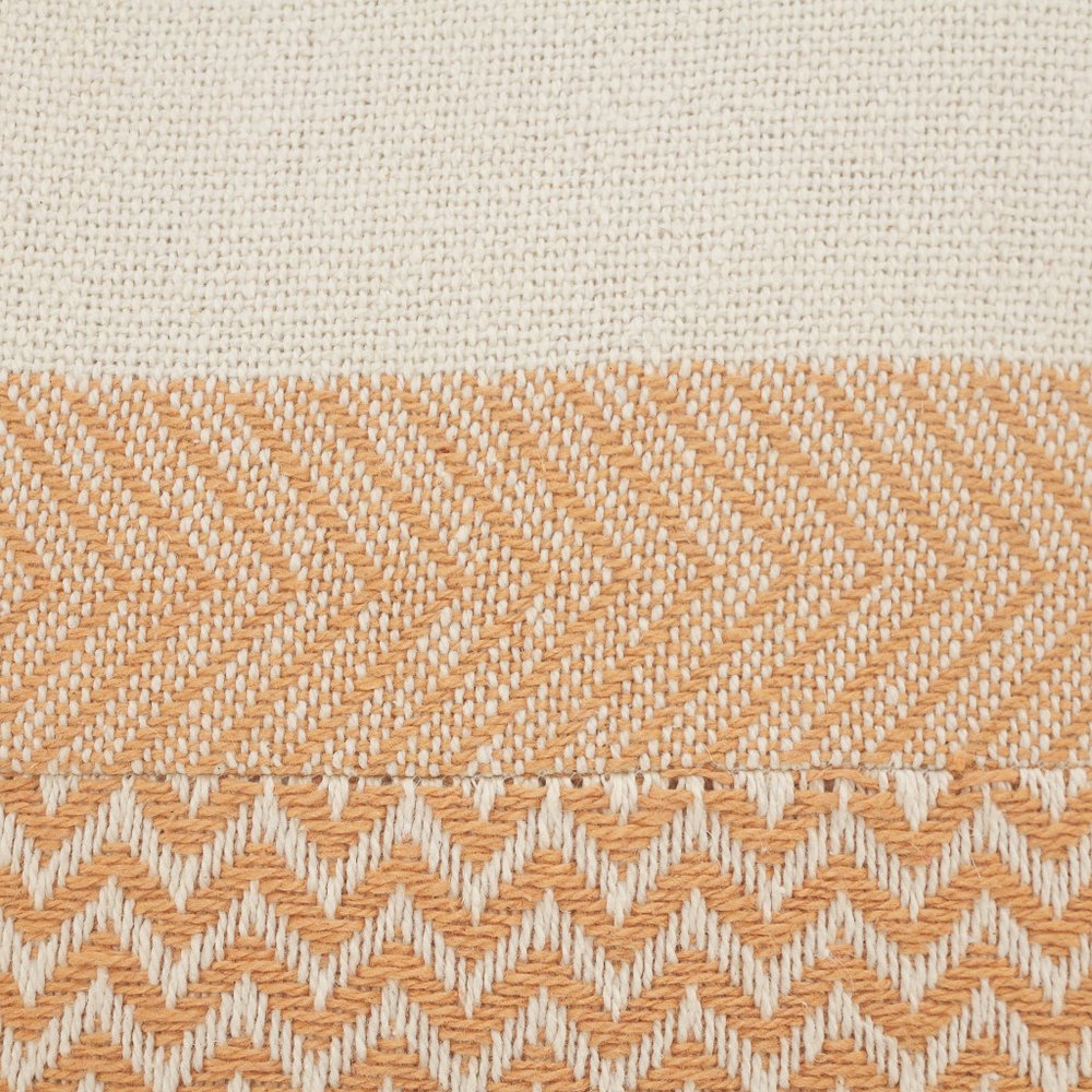 18" Cream And Orange Color Block Cotton Throw Pillow Cover